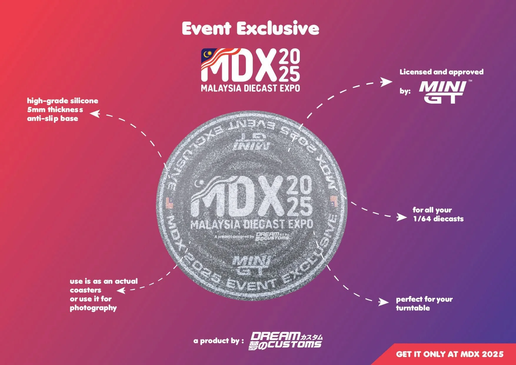 Dream Customs x MDX 2025 Event Exclusive Drift Zone Mat/ Coaster - Image 2