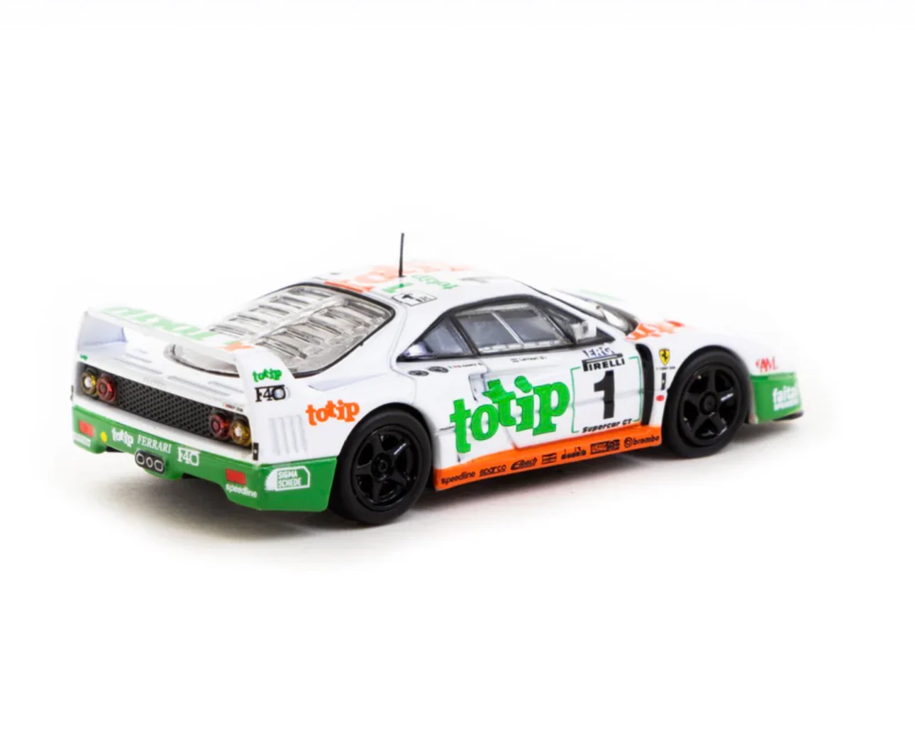 Tarmac Works X Hobby64 1/64 Ferrari F40 GT – Italian GT Chashipmpion1994 #1 – F. D’Amore, O. Larrauri – White – Special Edition - Image 6
